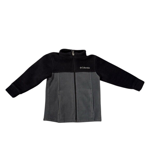 Columbia Boys Toddler 18-24 Months Full Zip Black Gray Fleece Jacket - Picture 1 of 4